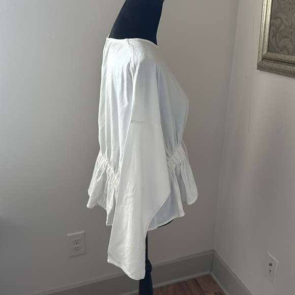 Shades of Grey by Micah Cohen white dolman sleeves white linen cotton top Sz M - Picture 2 of 7